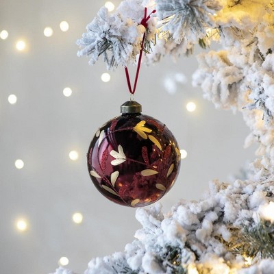 NAYSAYE Party Decoration and Accessories Glass Christmas Ball Ornament Set for Holiday Celebration, Red, 3.9"*3.9"*0.09"