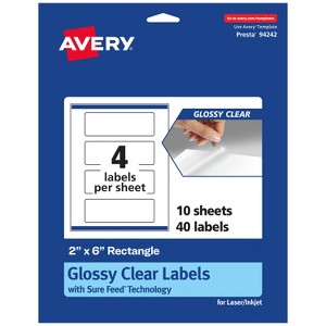 Avery Glossy Clear Rectangle Labels with Sure Feed, 2" x 6" - 1 of 4