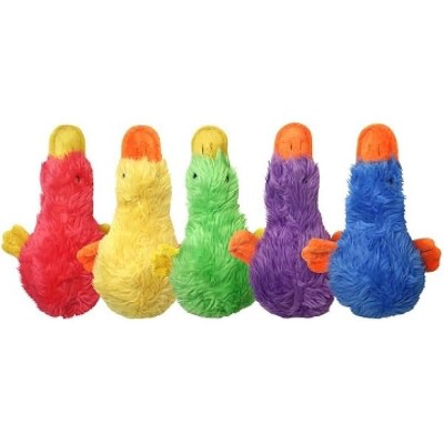 Multipet Duckworth Squeak Plush Dog Toy, 4 Inches (Pack of 2) (One of each Color)