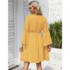 Women's Long Sleeve A-Line Wrap Dress with V-Neck, Bell Sleeves, and Ruffle Flowing Knee-Length Design - 4 of 4