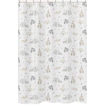 Sweet Jojo Designs Boy or Girl Gender Neutral Unisex Fabric Shower Curtain 72in.x72in. Serengeti Animals Multicolor