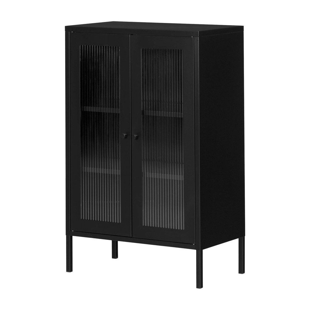 Photos - Wardrobe South Shore 21.5" Wide Decorative Storage Cabinet Black: Metal Frame, 3 Sh