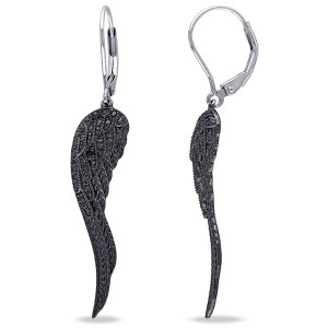 EVERLY JEWELRY |  Sterling Silver 0.02 CT Black Diamond TW LeverBack Earrings Black Rhodium Plated - 1 of 4