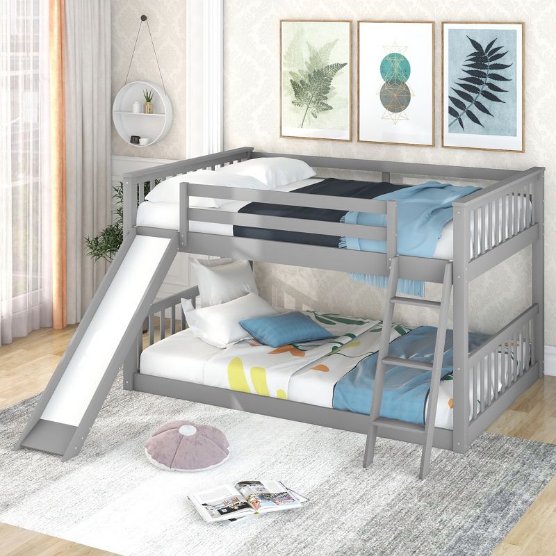Wood Bunk Bed with Convertible Slide and Ladder-ModernLuxe, 1 of 12