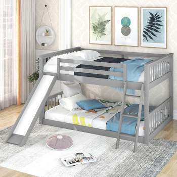 Wood Bunk Bed with Convertible Slide and Ladder-ModernLuxe