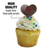 Brown University Primary Logo Heart Love Cupcake Picks Toppers Decoration Set of 6 - 3 of 4