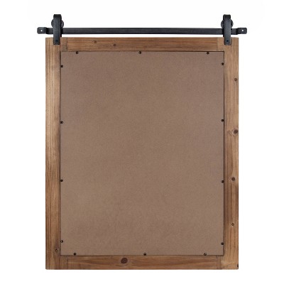 Rustic Brown Wood Barn Door Wall Mirror