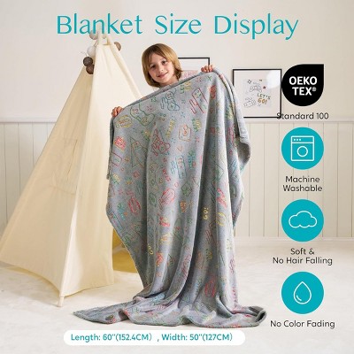 Glow in the Dark Gray Flannel Gaming Blanket 50" x 60"