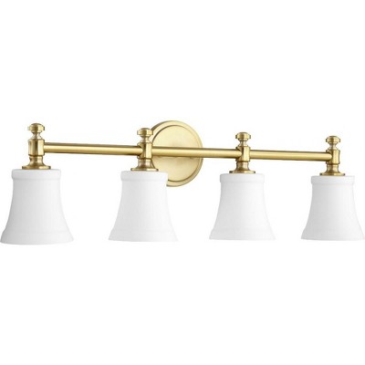 Quorum Lighting Rossington 4-Light Aged Brass Glass Shade 30 Ceiling Fan
