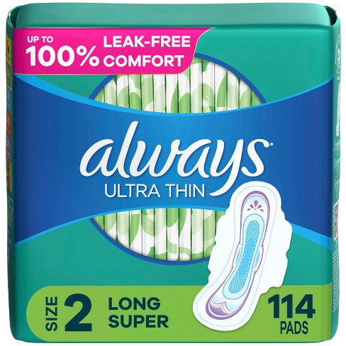 Always Ultra Thin Long With Wings Super Maxi Pads - Size 2 - 114ct