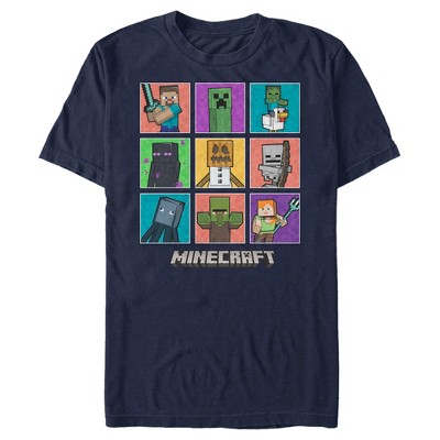 Men's Minecraft Character Boxes T-shirt - Navy Blue - Small : Target