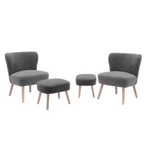 WestinTrends 4 Piece Upholstered Boucle Accent Chair and Ottoman Sets - 1 of 4