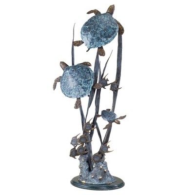 SPI Home Brass Sea Turtle Trio Seascape – 52" Tall Ocean-Inspired Floor Sculpture for Home or Garden