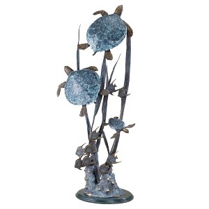 SPI Home Brass Sea Turtle Trio Seascape – 52" Tall Ocean-Inspired Floor Sculpture for Home or Garden - 1 of 4