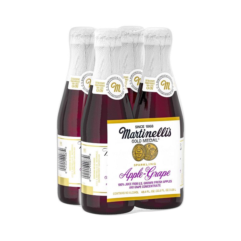 Martinelli&#39;s Apple Grape Sparkling Cider - 4pk/8.4 fl oz Glass Bottles, 1 of 4