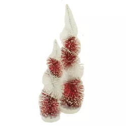 Christmas 18.0" Swirl Bottle Brush Tree Home Decor Red And White  -  Decorative Figurines