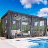 Heynemo Louvered Pergola, Outdoor Metal Canopy with 2 Independently Adjustable Louver Roof, Patio Pergola with Curtains & Netting - 2 of 4