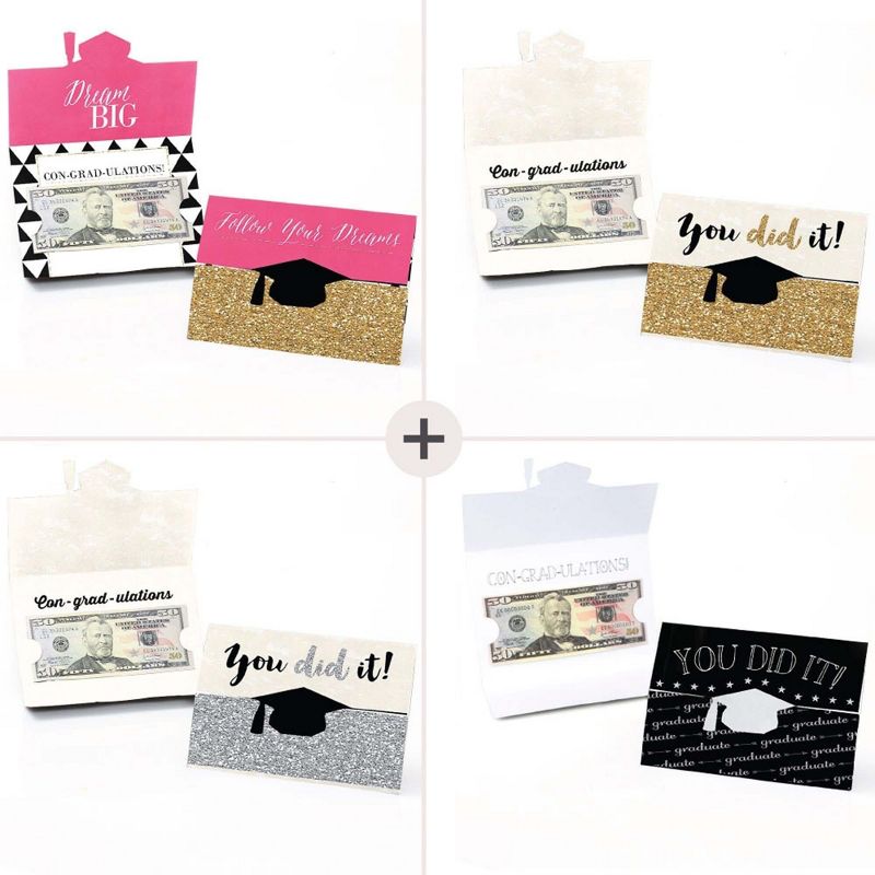Big Dot of Happiness Assorted Graduation Cards - Graduation Party Money Holder Cards - Set of 8, 3 of 8
