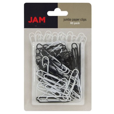 JAM Paper 2" 60pk Colorful Jumbo Paper Clips - Large - Black/White