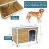 Large Medium Wooden Dog House, Outdoor Pet Kennel, Solid Wood, Weather Proof, Adjustable Plastic Feet (Yellow) - 3 of 4