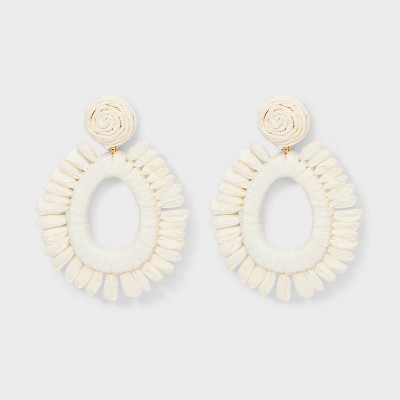 SUGARFIX by BaubleBar Fringe Hoop Statement Earrings - Ivory