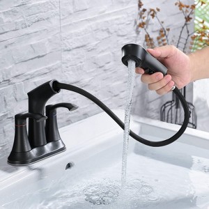 PAGED Bathroom Faucets 2 Handle 4 Inch Bathroom Sink Faucet Vanity Basin Faucet with Pull Out Sprayer - 1 of 4
