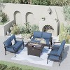 ALAULM Aluminum Patio Furniture Set 6-Seat Modern Metal Outdoor Conversation Sets w/45in Propane Fire Pit Table - 2 of 4