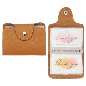 Unique Bargains Leather Slim ID Card Business Card Holder Wallets with 24 Slots 4" x 3" 2 Pcs - 1 of 4