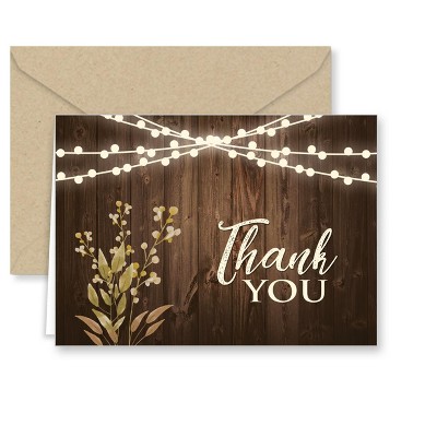 Paper Frenzy Rustic Wedding Thank You Note Cards With Kraft Envelopes ...