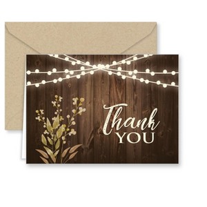 Paper Frenzy Rustic Wedding Thank You Note Cards with Kraft Envelopes - 25 pack - 1 of 2