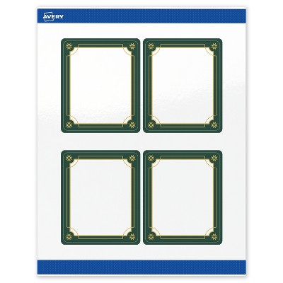 Avery Labels, 4" x 3-1/3", Gold-Green Border, Glossy, 40ct