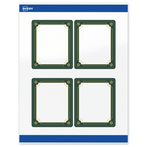Avery Labels, 4" x 3-1/3", Gold-Green Border, Glossy, 40ct - 1 of 4