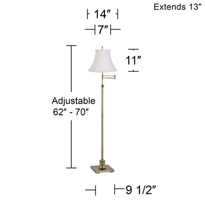 Adjustable Antique Brass Floor Lamp with Imperial White Bell Shade
