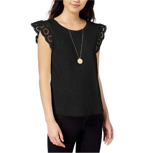 maison Jules Womens Flutter Sleeve Knit Blouse - 1 of 1