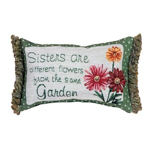 Cotton Blend 12.5" x 8.5" Pillow - “Sisters from Same Garden” by Manual Woodworkers & Weavers - 1 of 3