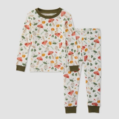 Burt's Bees Baby® Toddler 2pc Merry Mushrooms Organic Cotton Pajama Set - Dark Green 
