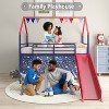 KWPZQEB Twin Size Loft Bed w/ Pennant Banner Flag and Star Stickers, Metal Loft Bed with Safety Guardrail & Ladders, No Box Spring Required - 3 of 4