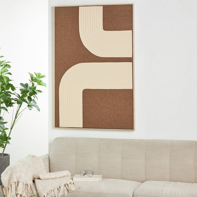 49&#34;x33&#34; Polyester Horizontal Geometric Framed Wall Art with Tan Layered Arches Brown - Olivia &#38; May, 2 of 9