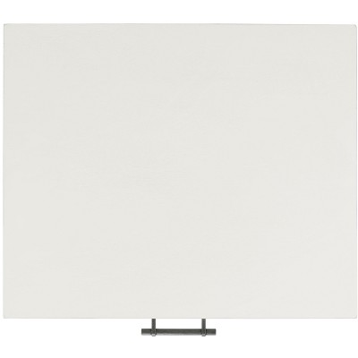 Chevron-Inspired Distressed White Wood & Metal Accent Table with Storage