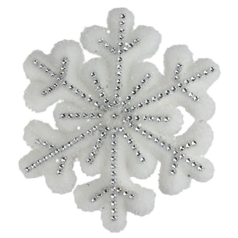 Northlight 6.75" Glitter Snowflake Hanging Christmas Ornament - White, 1 of 2