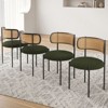 PexFix 2Pcs Modern Upholstered Dining Chairs Rattan Back Dining Room Chairs Accent Kitchen Chairs with Metal Legs Green - 3 of 4