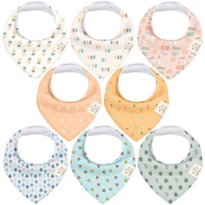 8pk Organic Baby Bandana Bibs, Baby Drool Bibs for Baby Boy, Girl, Baby Bibs for Infant, Newborn - 1 of 4