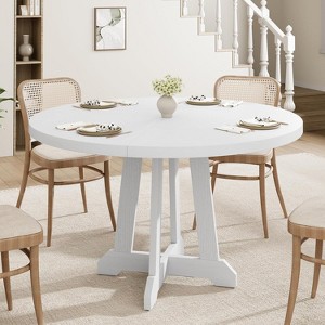 Round Dining Table for 4,47 Inch Wooden Circle Dinner Table with Sturty Legs - 1 of 4