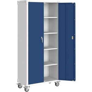 71 Inch Garage Storage Cabinet with Wheels, Heavy-Duty Metal Tool Locker with Door Pegboard & 4 Adjustable Shelves, Steel Rolling Tool Cabinet - 1 of 4