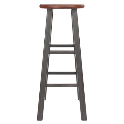 Transitional Rustic Teak & Gray Wood 29" Bar Stool