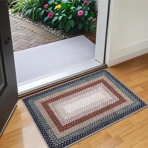 Acekool Washable Braided Print Rug, Non Slip Low Pile Stain Resistant Foldable Area Rug for Living Room Bedroom Dining - 1 of 4