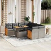 vidaXL 9 Piece Patio Sofa Set with Cushions Gray Poly Rattan - Gray without storage - 2 of 4