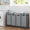 45.7 x 13 x 28.4 Inches Laundry Sorter Hamper, Laundry Basket Storage, Laundry Sorter with 4 Pull-Out and Removable Bags, Shelf, Metal Frame, (40L) - 4 of 4