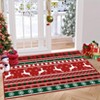 Christmas Area Rug, Washable Ultra-Thin Non-Slip Holiday Carpet with Reindeer & Snowflake Print for Living Room Bedroom Entryway, Red - 2 of 4