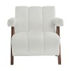 28.5"W Accent Chair, Retro Velvet Upholstered Tufted Arm Chairs for Bedroom, Living Room, Ivory -ModernLuxe - 4 of 4